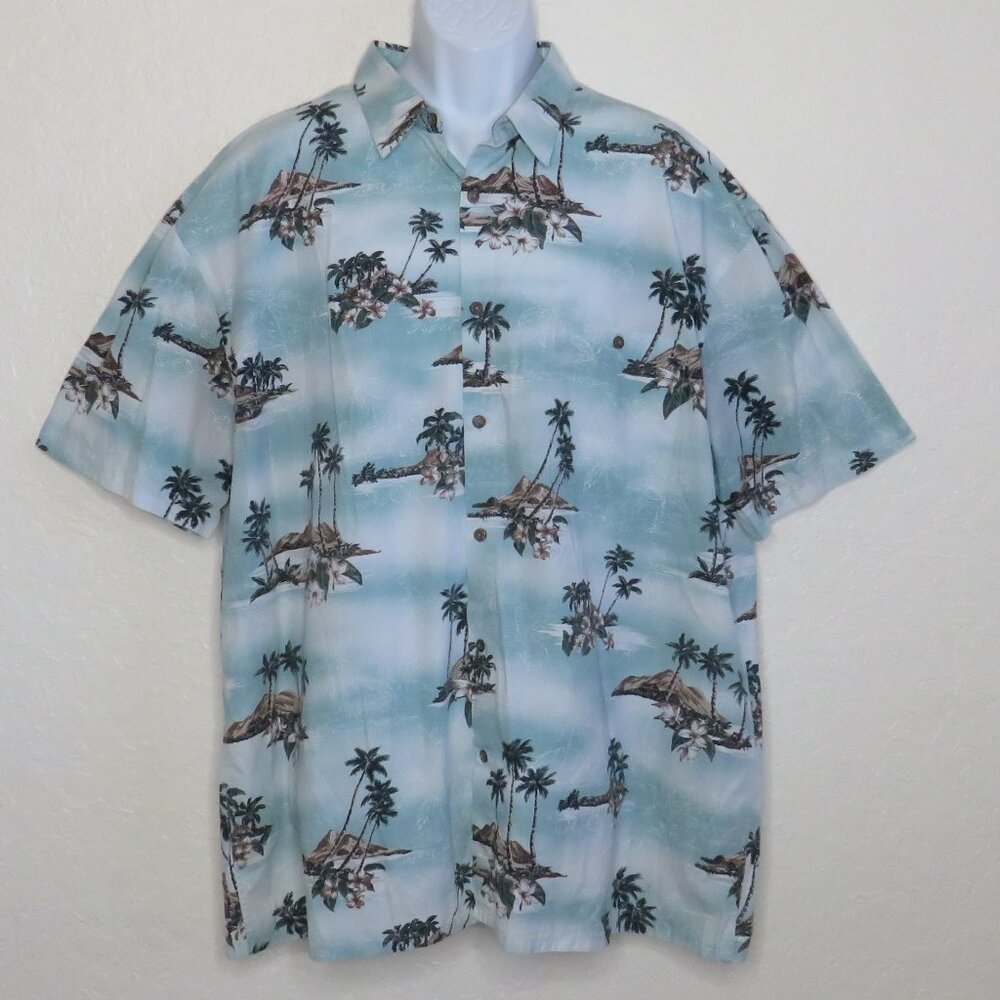 Island Shores*‎ Men's Short Sleeve Button Down Straight Hem Shirt~ Size XXL